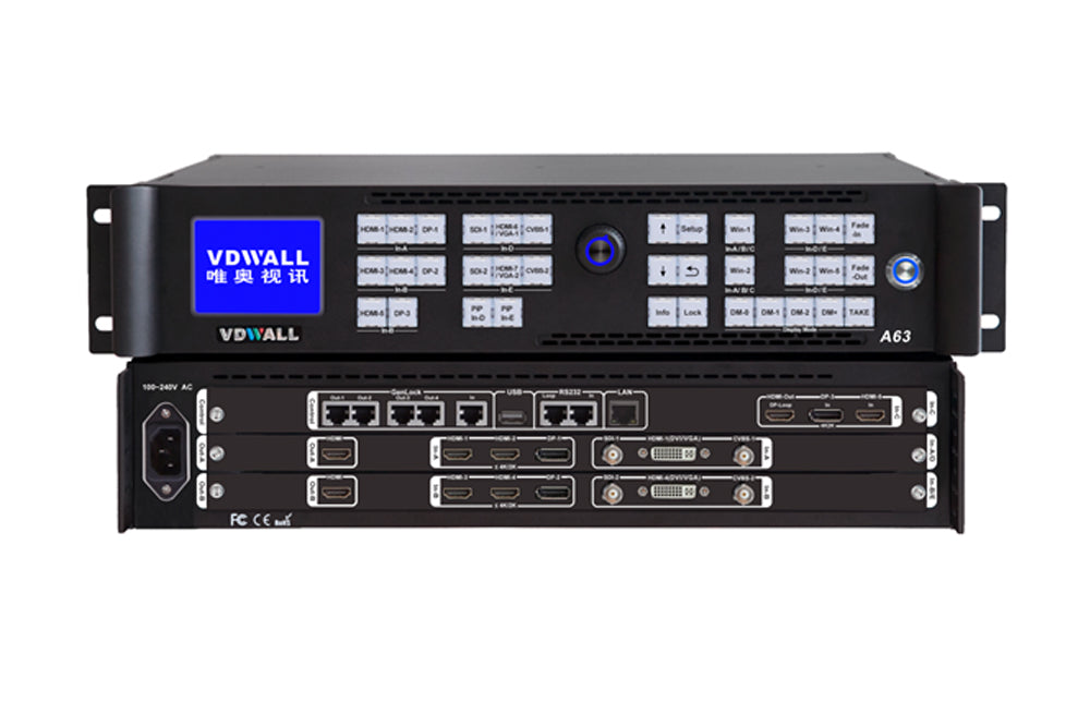 VDWALL A63 4K Multi-Win-Mosaik-LED-Videowandprozessor mit HDMI2.0-Ausgängen