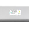Metal rectangular DC power supply module with input/output terminals on both ends and warning label on top surface, used to power electronics and LEDs.