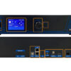 Front and back views of a rack-mount network appliance with a blue front panel, display, and control knob; labeled FOT2000 on the front panel.