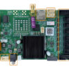 MC75E 1 - LED Display Module, LED Screen Controller and LED Video Processor Green computer motherboard with a large central heatsink and multiple connectors highlighted in orange, including USB ports and expansion slots.