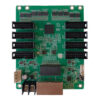 NV7508 1 - Módulo de pantalla LED, controlador de pantalla LED y procesador de vídeo LED Tarjeta de expansión verde para ordenador con ocho ranuras de conexión negras dispuestas en dos columnas sobre una placa de circuito impreso, además de conectores de alimentación y de borde en la parte inferior.