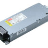 Industrial DC power supply module in a gray metal enclosure with a multigator terminal block on the right, labeled V+ and V-