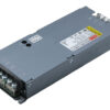 DSP400L-0304 1 - LED Display Module, LED Screen Controller and LED Video Processor DC power supply module in a gray metal enclosure with a four-screw terminal block on one end, labeled +V, -V, and GND, and a warning/label on top surface