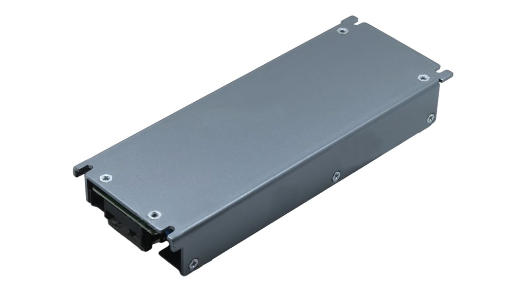 DSP400L-0304 2 - LED Display Module, LED Screen Controller and LED Video Processor Metal rectangular metal enclosure or module with a black multi-pin connector on one end, shown at an angle with four screws securing the cover.